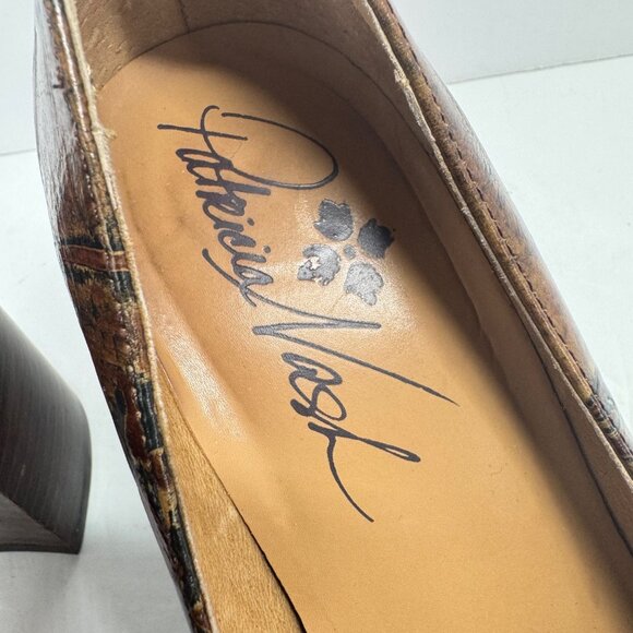 Patricia Nash Pumps Size 8 Anita Block Heel Floral Tooled Leather - Picture 4 of 12